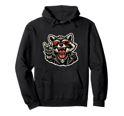 Funny Raccoon Rock Hand Sign Rockstar Hoodie - Graphic Print for Adults - T-Shirt, Sweatshirt, Hoodie