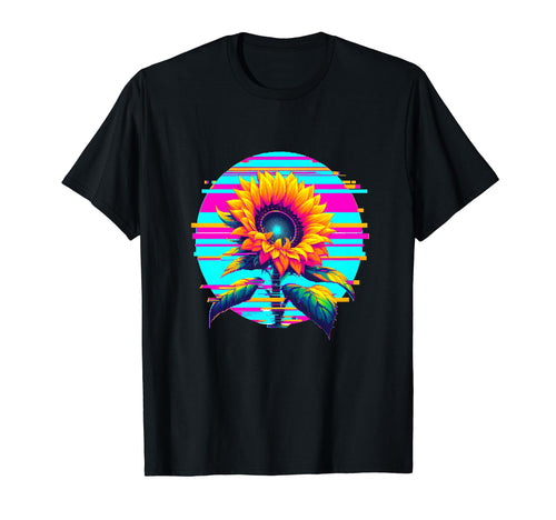 Sunflower Glitch Art Vaporwave T-Shirt - Minimalist Print for Adults - T-Shirt, Sweatshirt, Hoodie