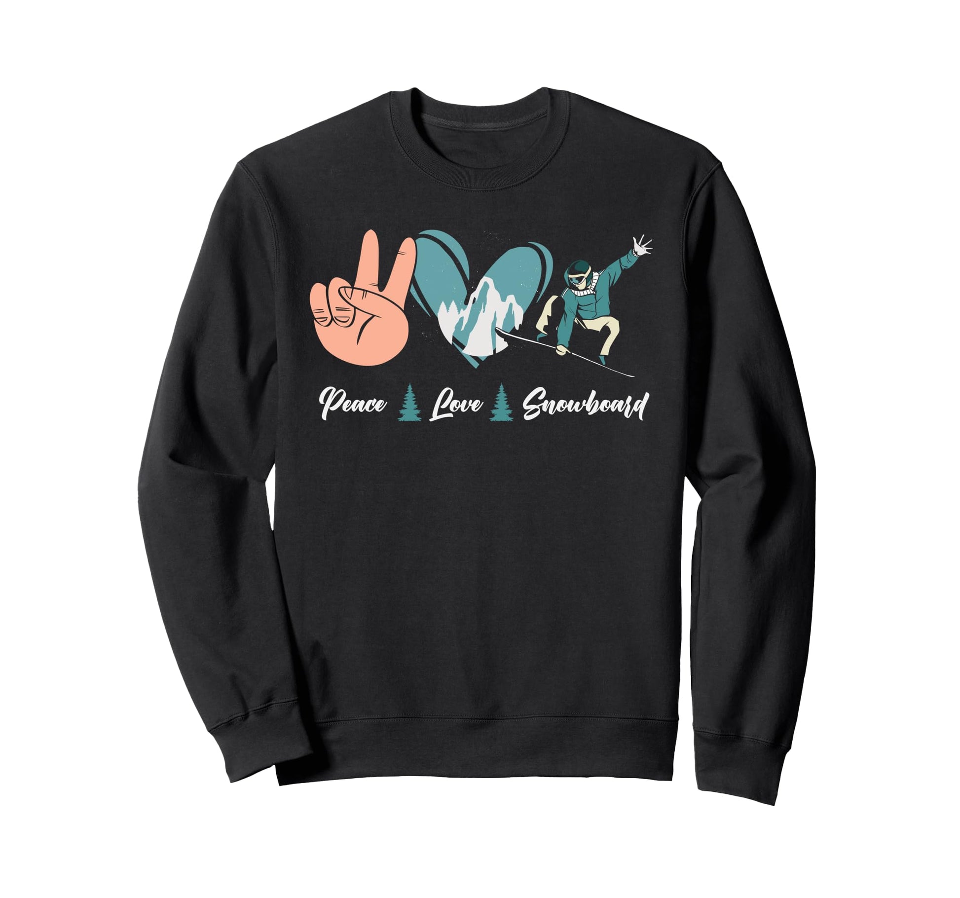 Snowboarding Snowboard Peace Love Sweatshirt - Aesthetic Graphic Unisex - T-Shirt, Sweatshirt, Hoodie