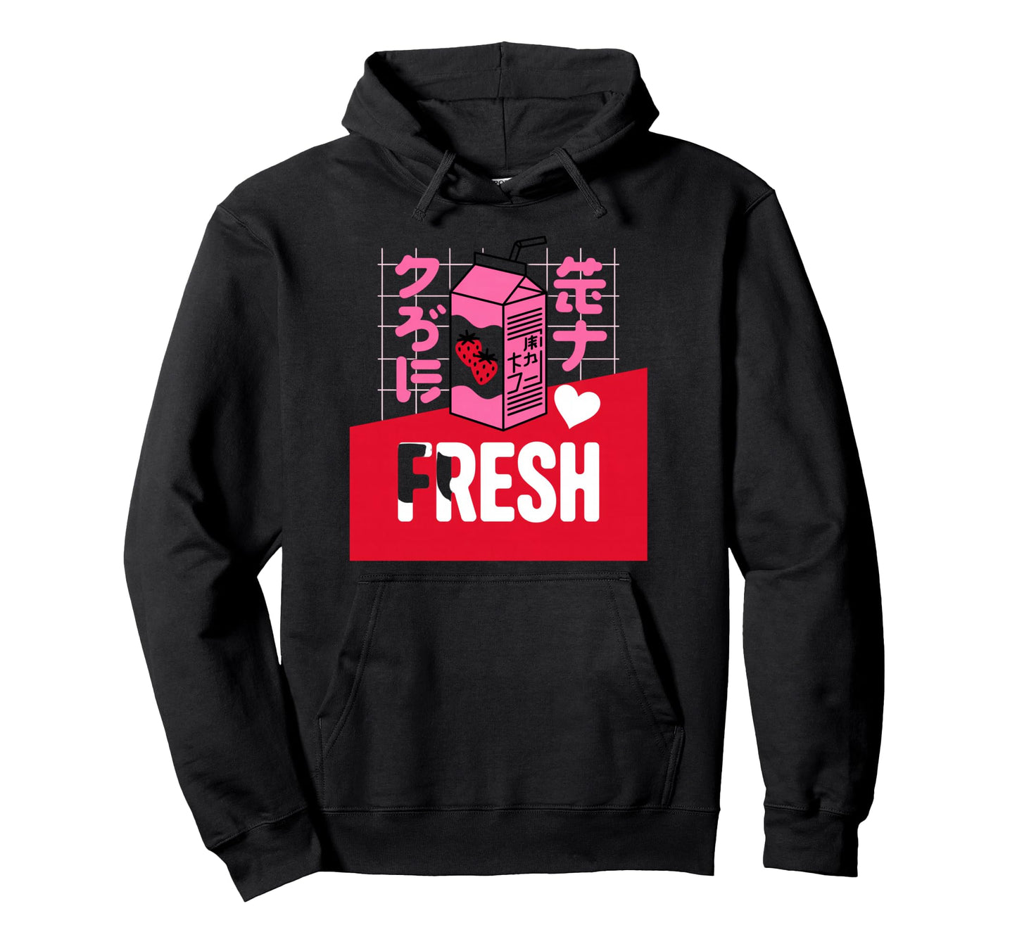Fresh Strawberry Milk Kawaii Vaporwave Hoodie - Novelty Apparel for Adults - T-Shirt, Sweatshirt, Hoodie