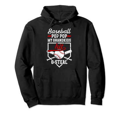 Baseball Pop Pop Grandpa Funny Pop Pop Hoodie - Graphic Print Unisex - T-Shirt, Sweatshirt, Hoodie