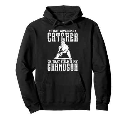 Baseball Catcher Grandpa Proud Hoodie - Minimalist Print Men Women - T-Shirt, Sweatshirt, Hoodie