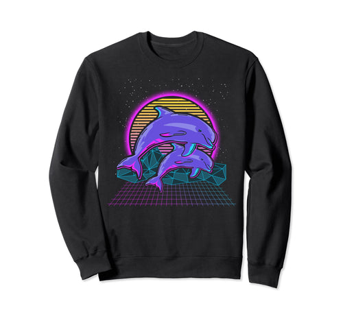 Dolphins Vaporwave Art Aesthetic Sweatshirt - Unique Graphic for Adults - T-Shirt, Sweatshirt, Hoodie