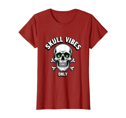 Skull Vibes Only Bold T-Shirt - Custom Art Print for Adults - T-Shirt, Sweatshirt, Hoodie