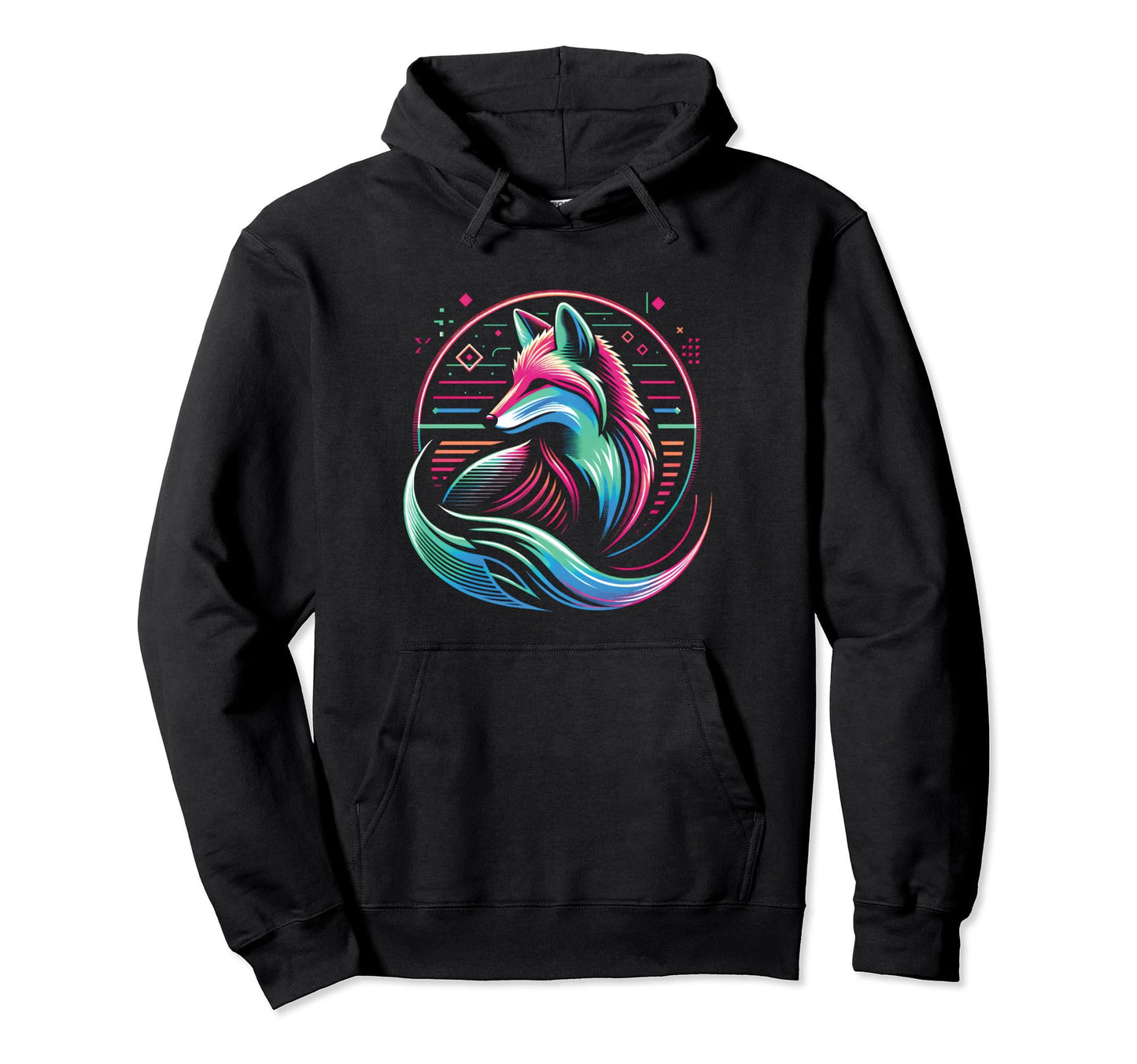 Wild Red Fox Vaporwave Vivid 80S 90S Hoodie - Novelty Apparel for Adults - T-Shirt, Sweatshirt, Hoodie