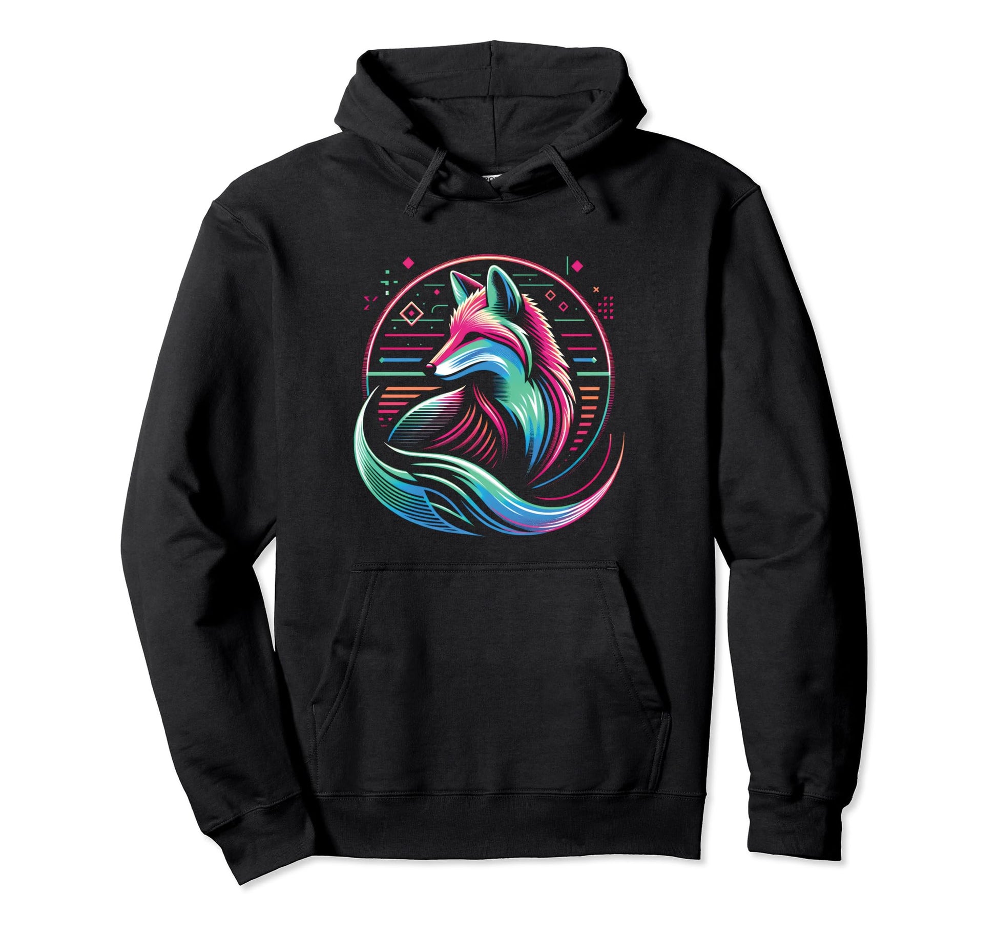 Wild Red Fox Vaporwave Vivid 80S 90S Hoodie - Novelty Apparel for Adults - T-Shirt, Sweatshirt, Hoodie