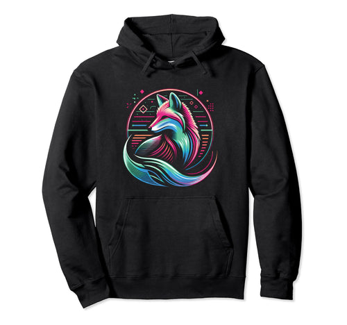 Wild Red Fox Vaporwave Vivid 80S 90S Hoodie - Novelty Apparel for Adults - T-Shirt, Sweatshirt, Hoodie