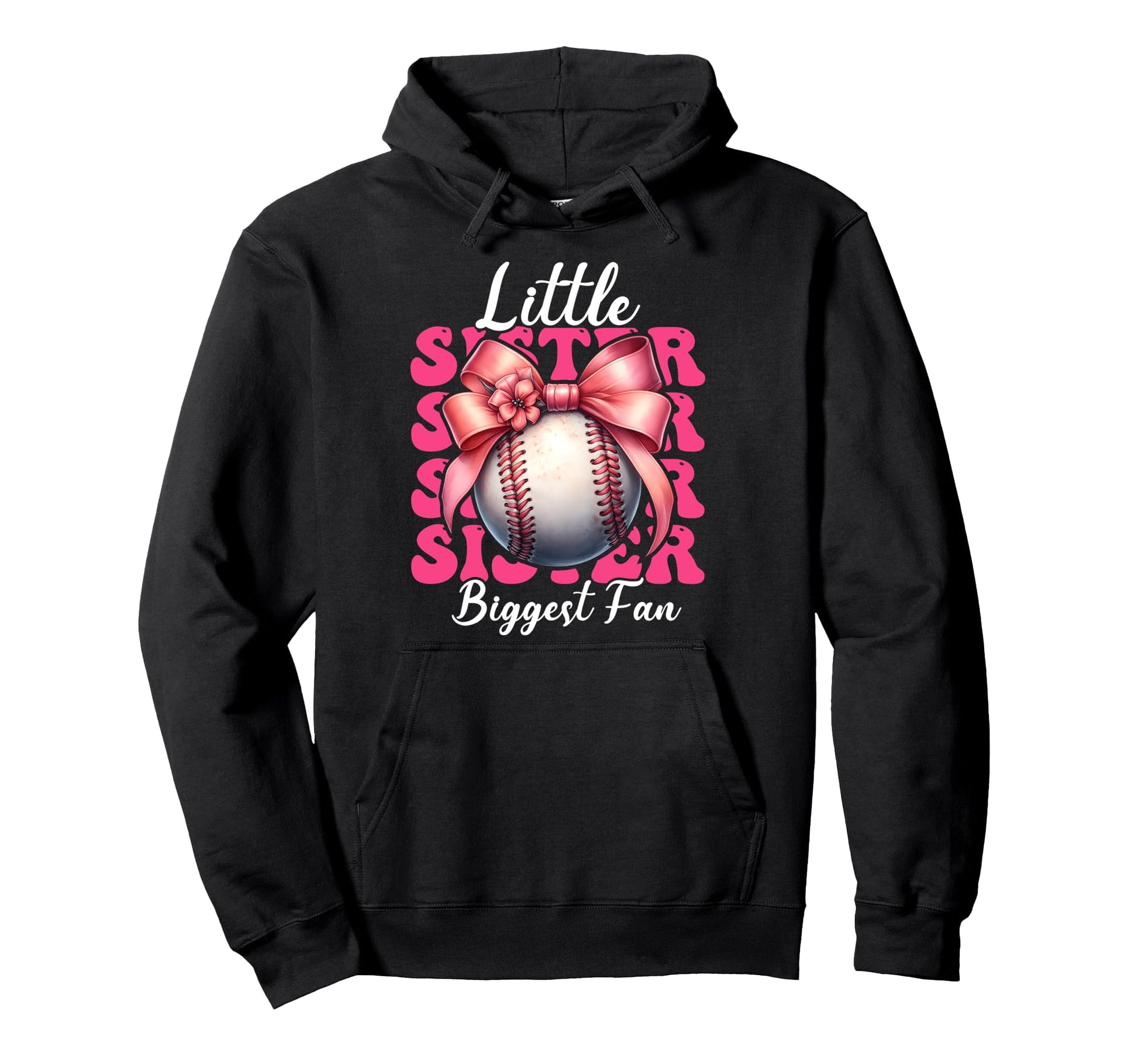 Baseball Sister Coquette Bow Little Hoodie - Aesthetic Graphic Unisex - T-Shirt, Sweatshirt, Hoodie