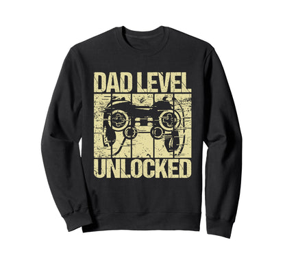 Dad Level Unlocked Gaming Controller Sweatshirt - Aesthetic Graphic Unisex - T-Shirt, Sweatshirt, Hoodie