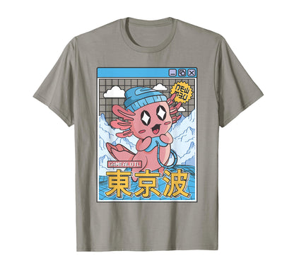 Happy Axolotl Gaming Vaporwave T-Shirt - Trendy Graphic Men Women - T-Shirt, Sweatshirt, Hoodie