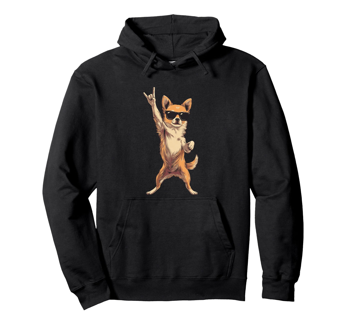 Chihuahua Dog Rock Hand Sign Punk Hoodie - Aesthetic Graphic Men Women - T-Shirt, Sweatshirt, Hoodie