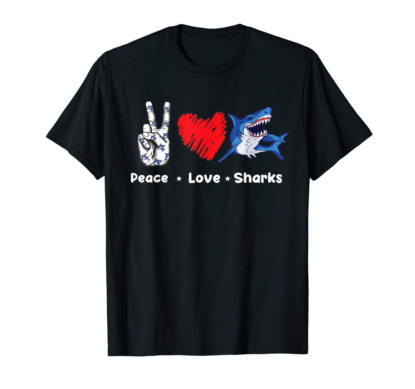 Trendypull Peace Love Sharks Gifts Hoodie - Graphic Print Men Women - T-Shirt, Sweatshirt, Hoodie