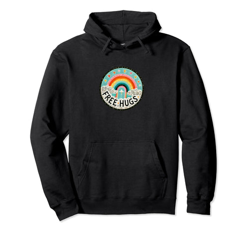 Free Hugs Rainbow Illustration Rainbows Hoodie - Novelty Apparel Unisex - T-Shirt, Sweatshirt, Hoodie