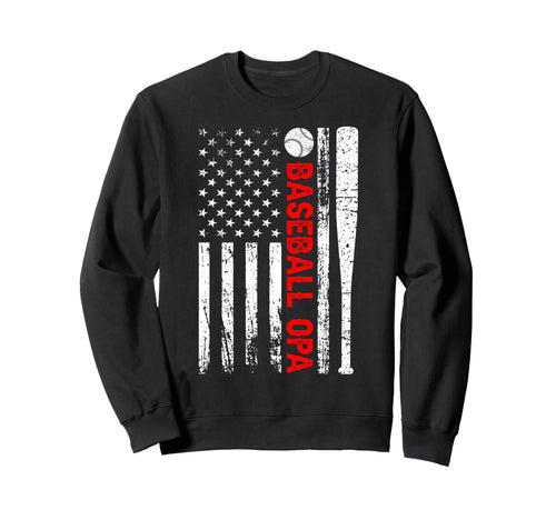 Baseball Opa Us Flag Opa Baseball Player Sweatshirt - Trendy Graphic Unisex - T-Shirt, Sweatshirt, Hoodie