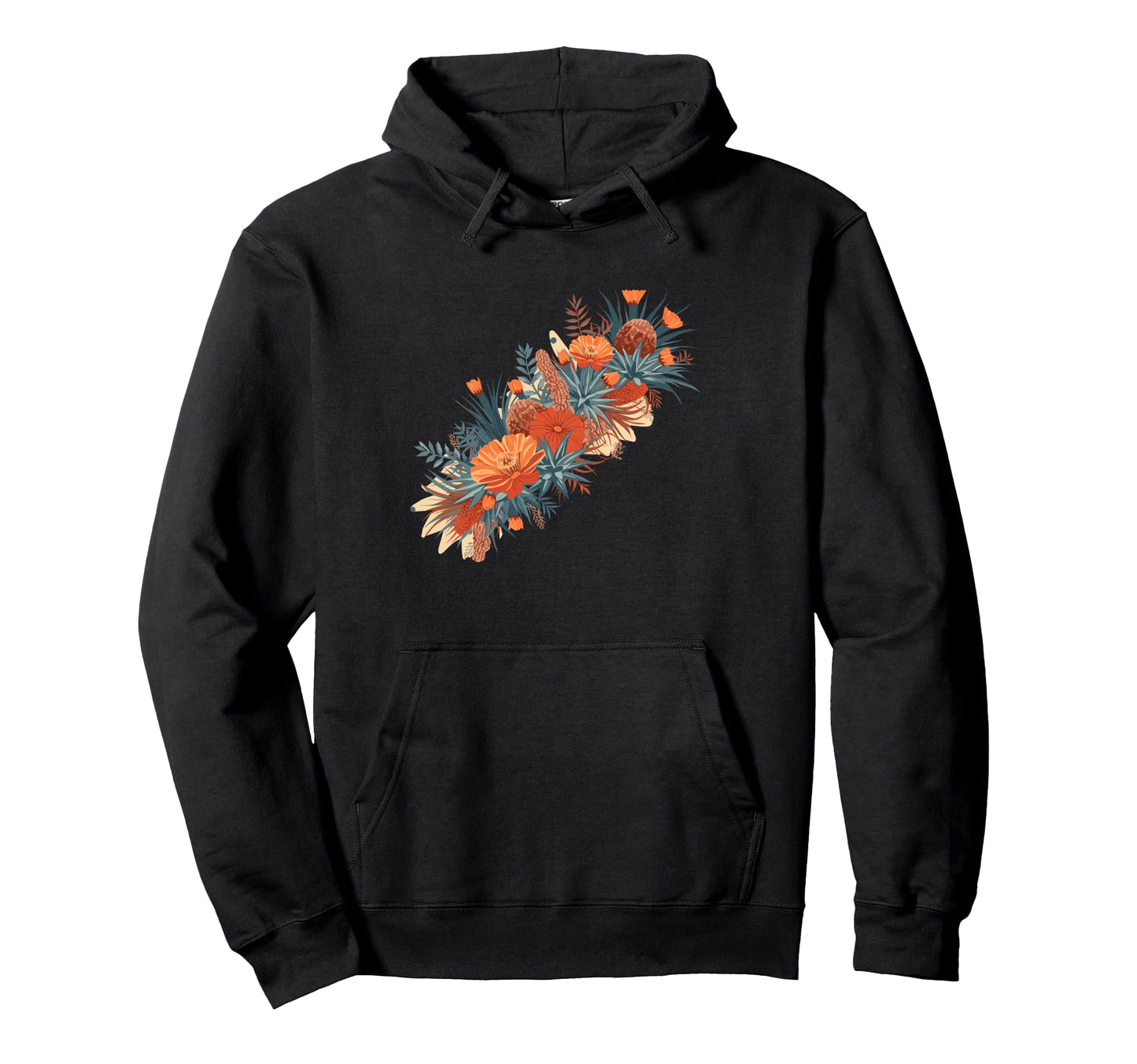 Rustic Orange Wildflower Bouquet Botanical Hoodie - Graphic Print Unisex - T-Shirt, Sweatshirt, Hoodie