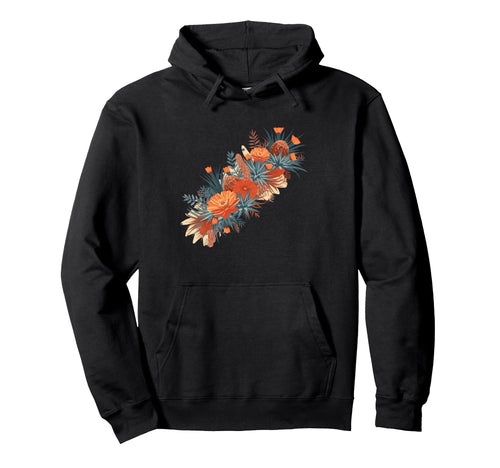Rustic Orange Wildflower Bouquet Botanical Hoodie - Graphic Print Unisex - T-Shirt, Sweatshirt, Hoodie