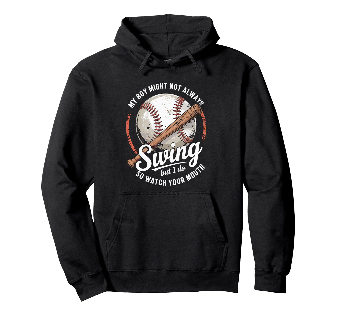 Funny Baseball Parent Swing Joke Hoodie - Fun Novelty Design for Adults - T-Shirt, Sweatshirt, Hoodie