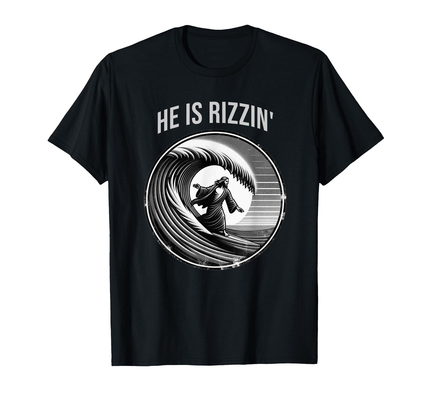 He Is Rizzin Jesus Surfing Funny Easter T-Shirt - Custom Art Print Unisex - T-Shirt, Sweatshirt, Hoodie
