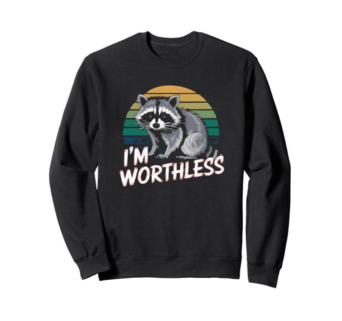 Worthless Raccoon Sunset 90S Grunge Sweatshirt - Minimalist Print Unisex - T-Shirt, Sweatshirt, Hoodie