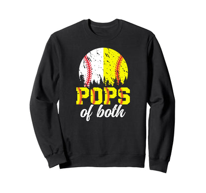 Pops Both Softball Baseball Pops Grandpa Sweatshirt - Graphic Print Unisex - T-Shirt, Sweatshirt, Hoodie