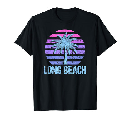 Long Beach Vacation Vaporwave Aesthetic T-Shirt - Trendy Graphic for Adults - T-Shirt, Sweatshirt, Hoodie