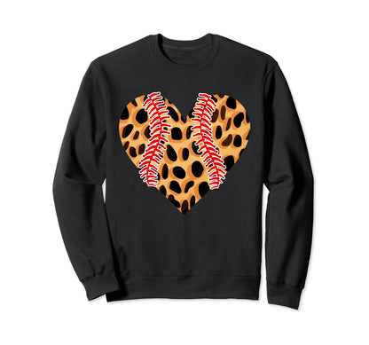 Baseball Valentines Day Leopard Sweatshirt - Fun Novelty Design Unisex - T-Shirt, Sweatshirt, Hoodie