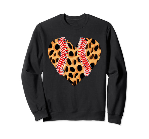 Baseball Valentines Day Leopard Sweatshirt - Fun Novelty Design Unisex - T-Shirt, Sweatshirt, Hoodie