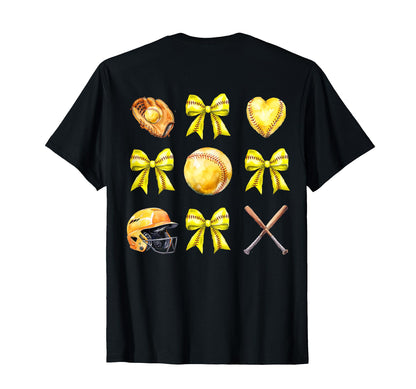 Softball Bow Coquette Softball Mom T-Shirt - Fun Novelty Design for Adults - T-Shirt, Sweatshirt, Hoodie