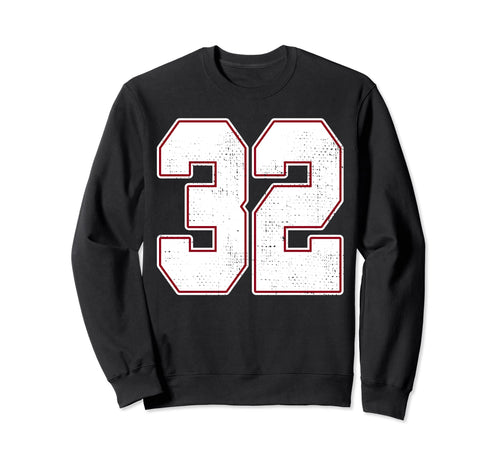 32 Outline Number 32 Varsity Fan Sports Sweatshirt - Unique Graphic Unisex - T-Shirt, Sweatshirt, Hoodie