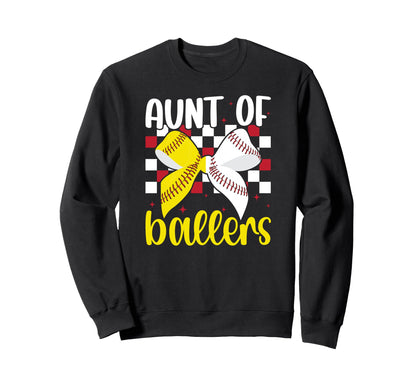 Aunt Ballers Coquette Baseball Softball Sweatshirt - Unique Graphic Unisex - T-Shirt, Sweatshirt, Hoodie