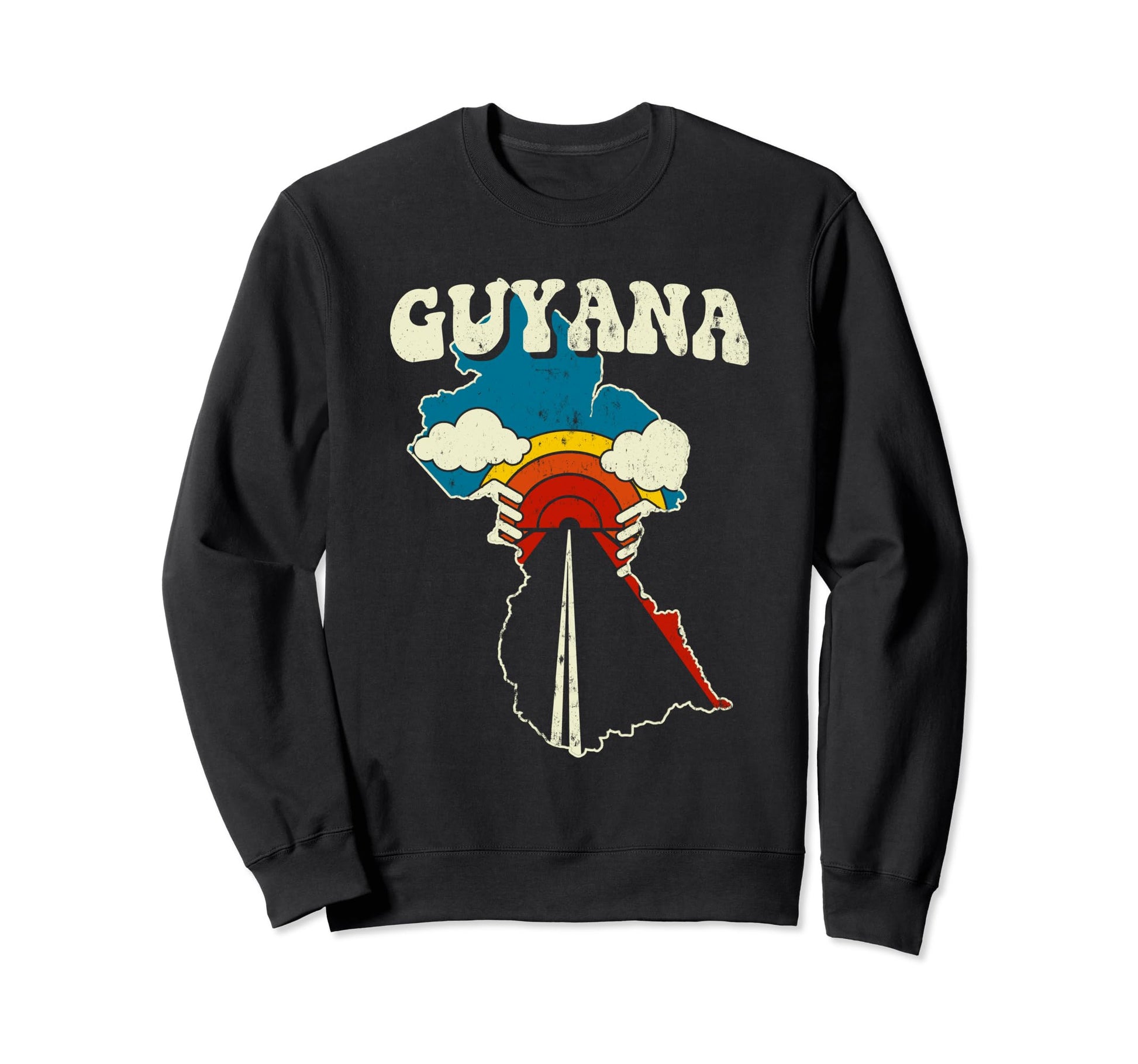 Guyana Guyanese Country Rainbow Sweatshirt - Aesthetic Graphic for Adults - T-Shirt, Sweatshirt, Hoodie