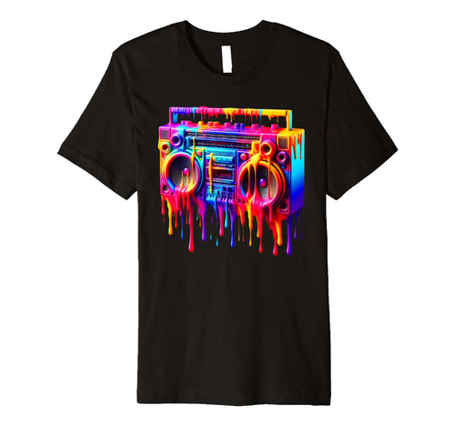 Dripping Paint Boombox Old School 80S T-Shirt - Fun Novelty Design Unisex - T-Shirt, Sweatshirt, Hoodie