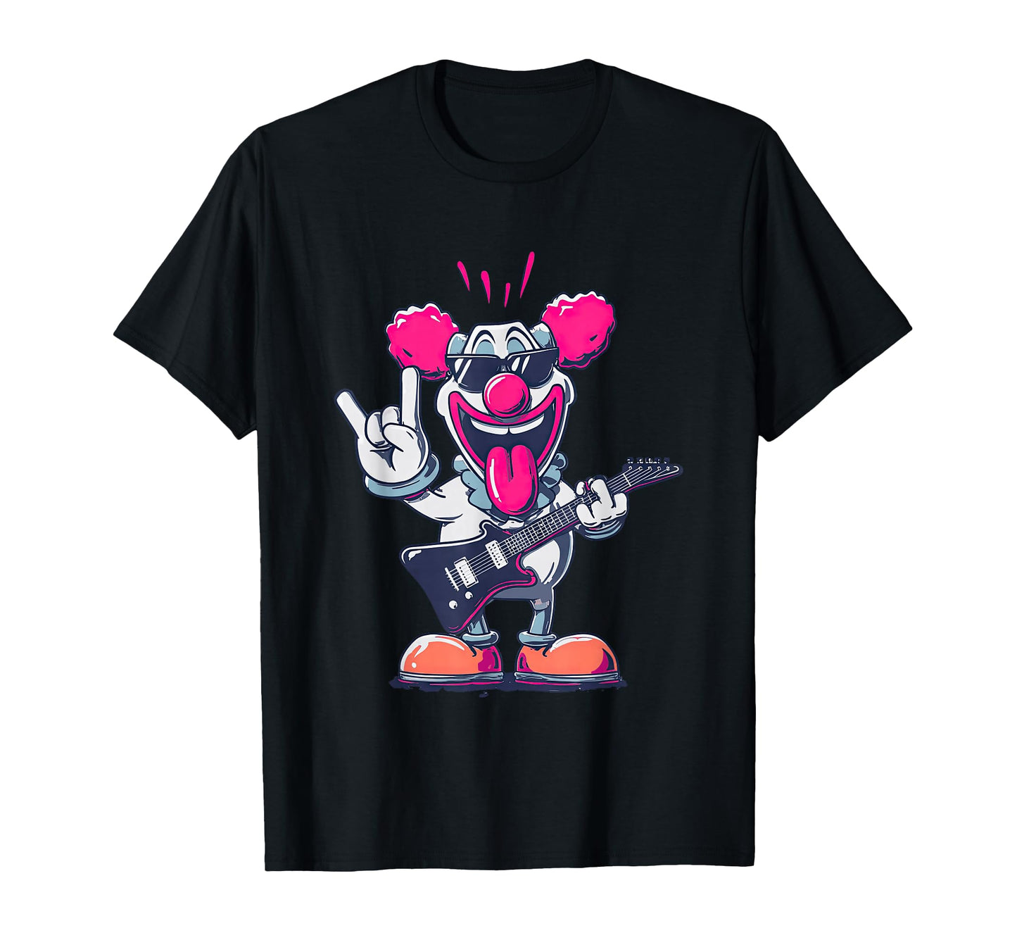 Funny Clown Guitar Player Rock Music T-Shirt - Minimalist Print for Adults - T-Shirt, Sweatshirt, Hoodie