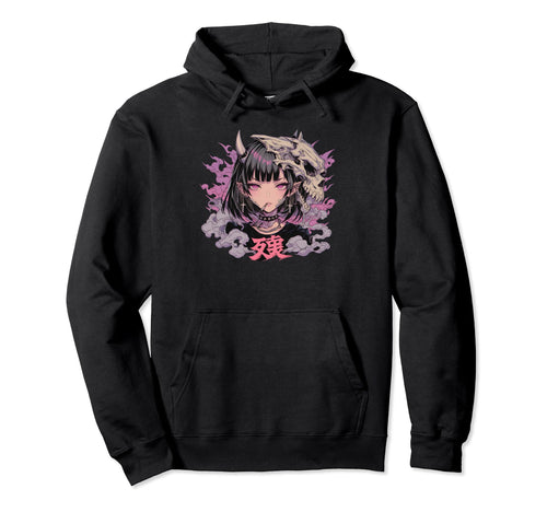 Goth Grunge Demon Anime Waifu Horror Hoodie - Unique Graphic for Adults - T-Shirt, Sweatshirt, Hoodie