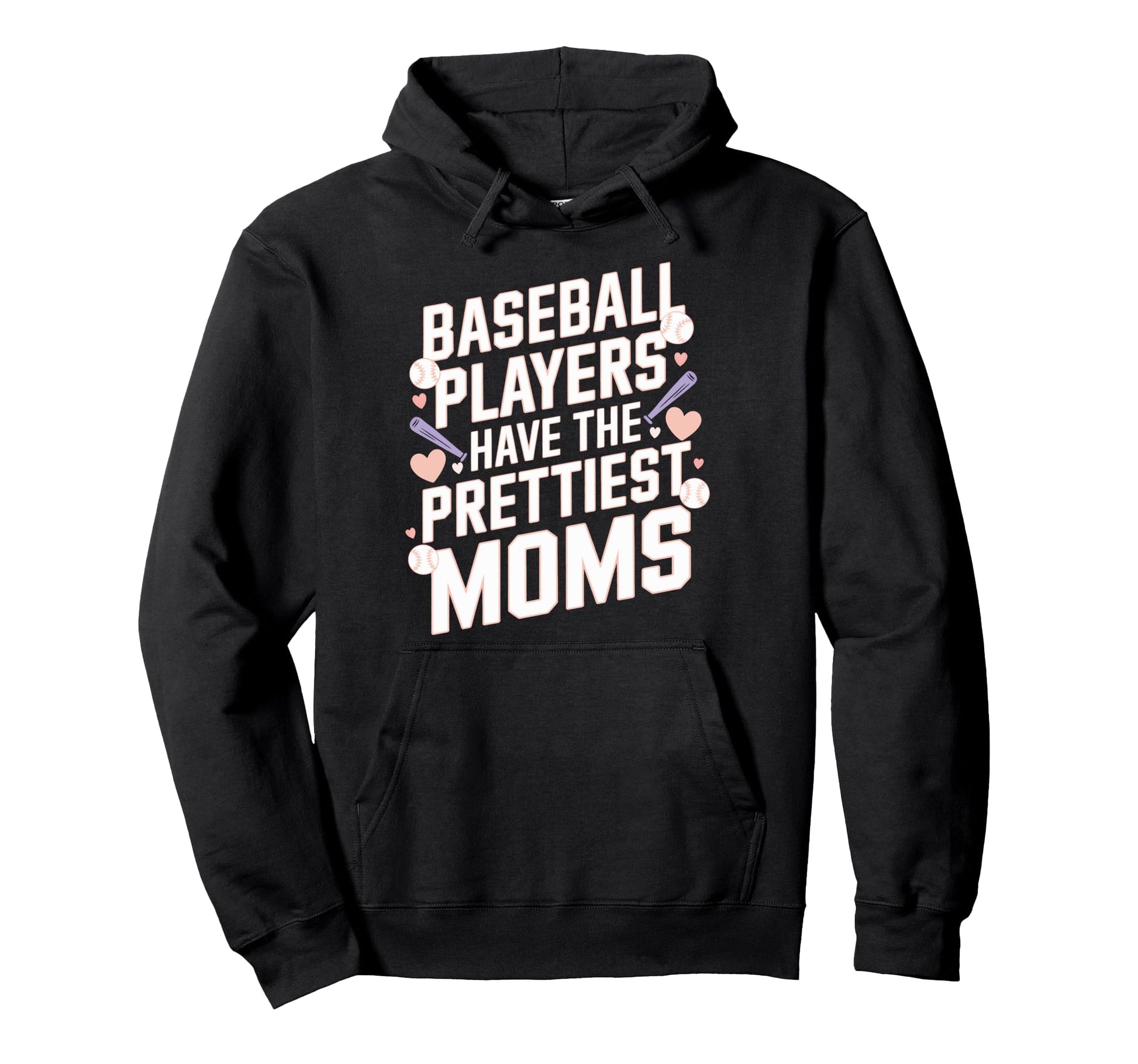 Baseball Players Prettiest Moms Hoodie - Minimalist Print for Adults - T-Shirt, Sweatshirt, Hoodie