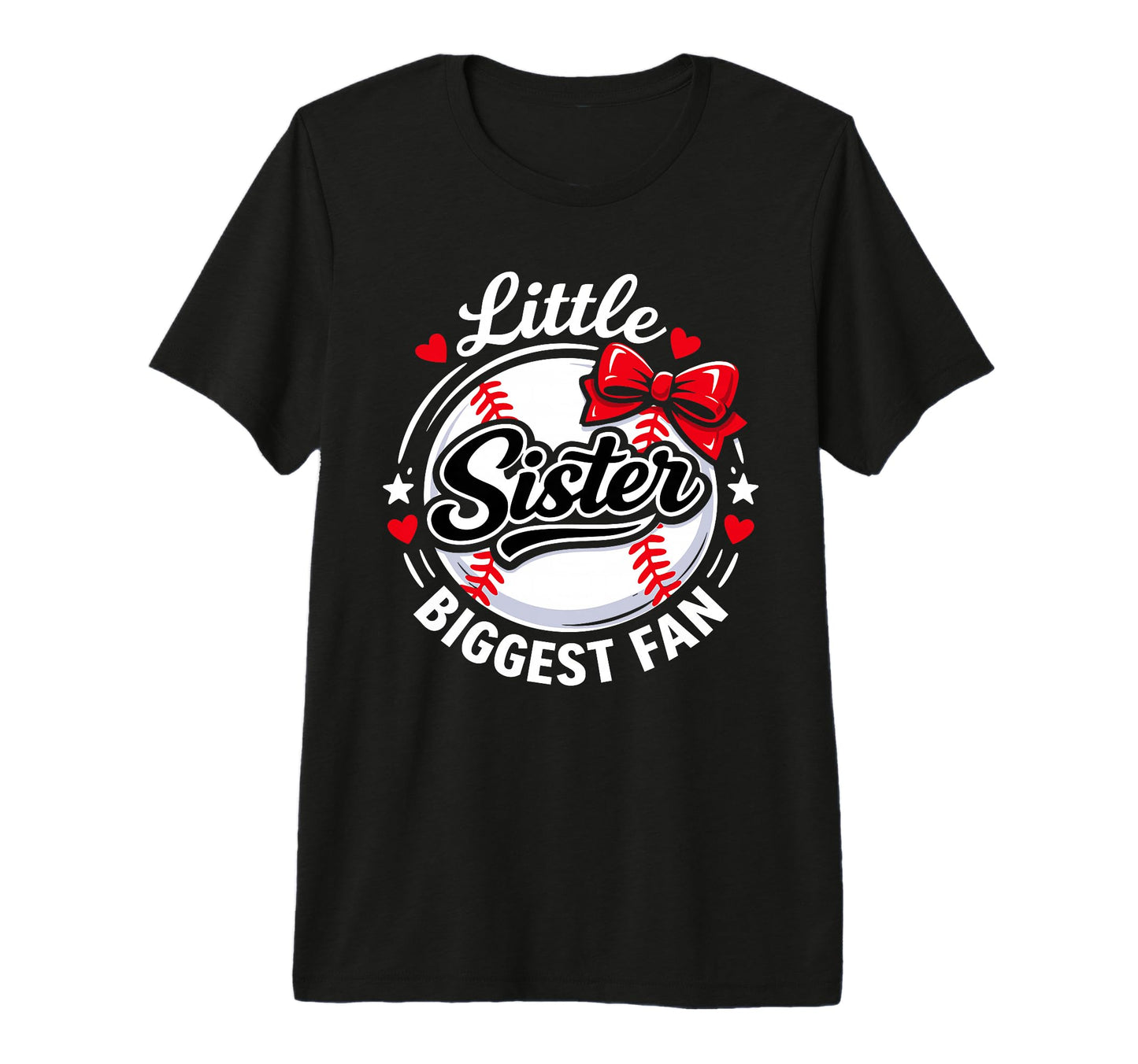 Funny Little Sister Biggest Fan Bow T-Shirt - Graphic Print Men Women - T-Shirt, Sweatshirt, Hoodie