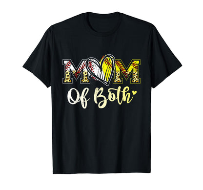 Mom Both Softball Baseball Mom Mothers T-Shirt - Aesthetic Graphic Unisex - T-Shirt, Sweatshirt, Hoodie