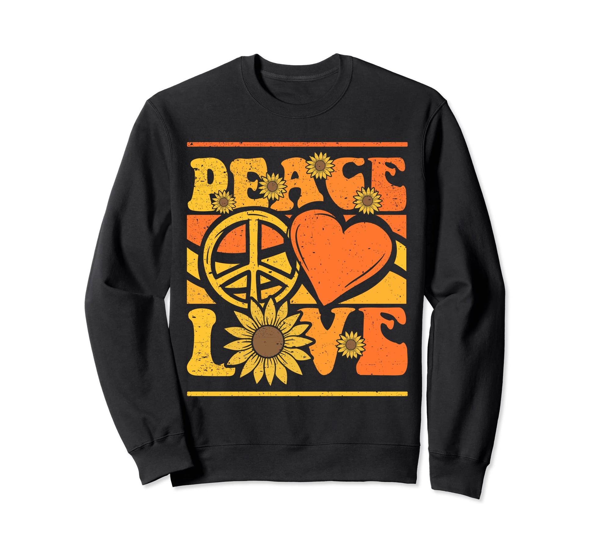 Hippie Daisy Peace Love Sunflower Sweatshirt - Trendy Graphic for Adults - T-Shirt, Sweatshirt, Hoodie
