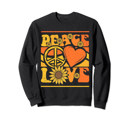 Hippie Daisy Peace Love Sunflower Sweatshirt - Trendy Graphic for Adults - T-Shirt, Sweatshirt, Hoodie