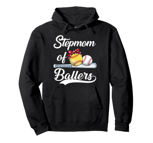 Stepmom Ballers Funny Baseball Softball Hoodie - Unique Graphic for Adults - T-Shirt, Sweatshirt, Hoodie
