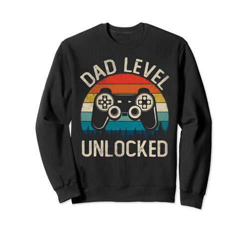 Dad Level Unlocked Game Controller Sweatshirt - Minimalist Print Men Women - T-Shirt, Sweatshirt, Hoodie