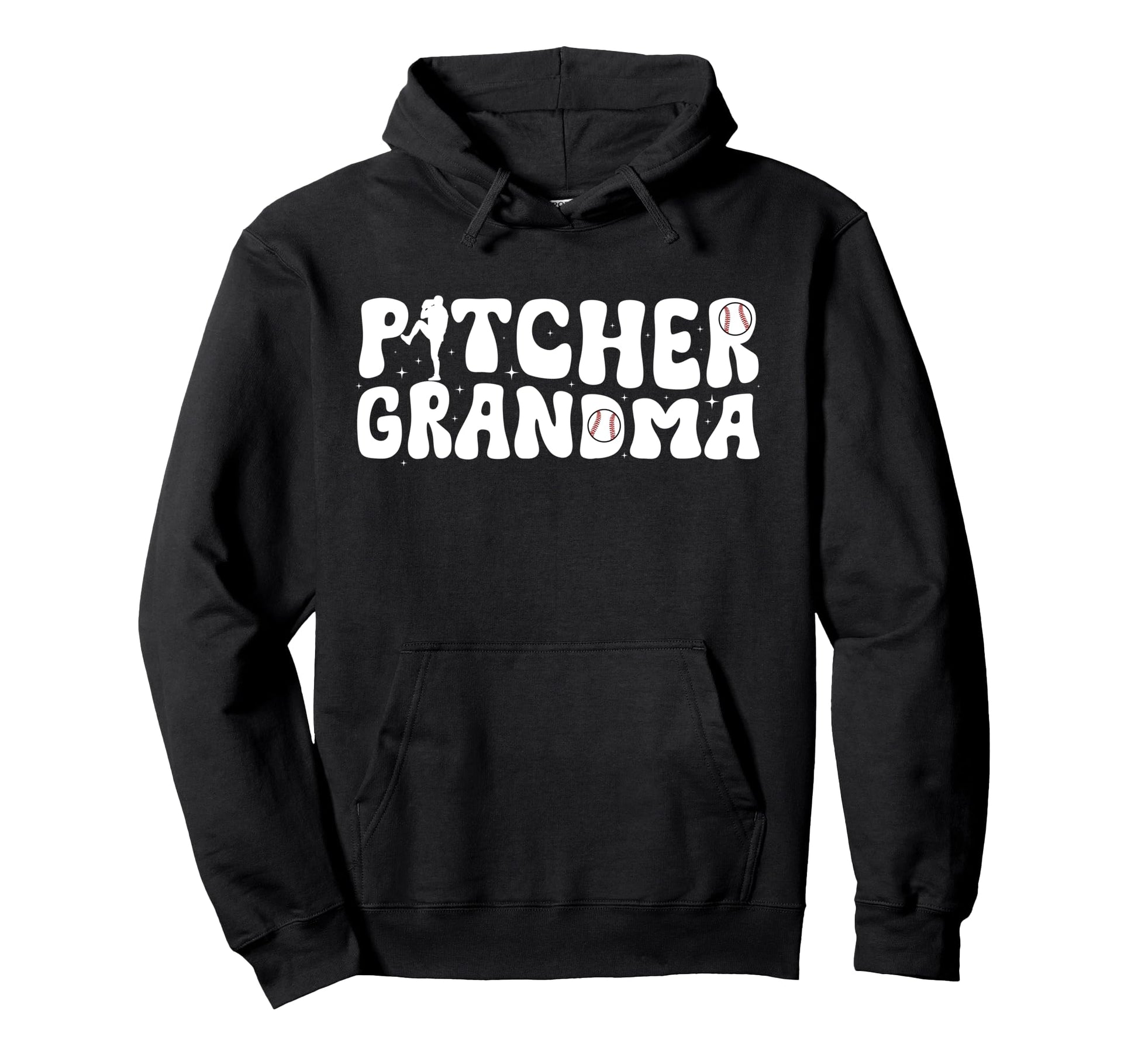 Baseball Pitcher Grandma Groovy Hoodie - Streetwear Style for Adults - T-Shirt, Sweatshirt, Hoodie
