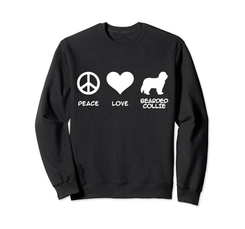 Peace Love Bearded Collie Sweatshirt - Graphic Print Unisex - T-Shirt, Sweatshirt, Hoodie