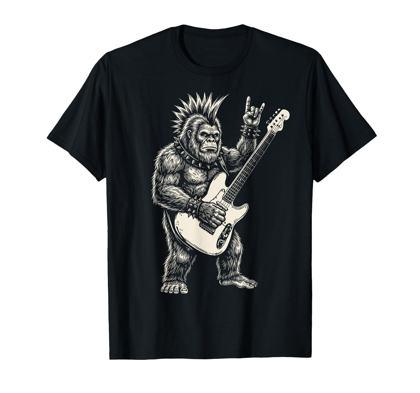Funny Bigfoot Playing Guitar Rock And T-Shirt - Graphic Print for Adults - T-Shirt, Sweatshirt, Hoodie