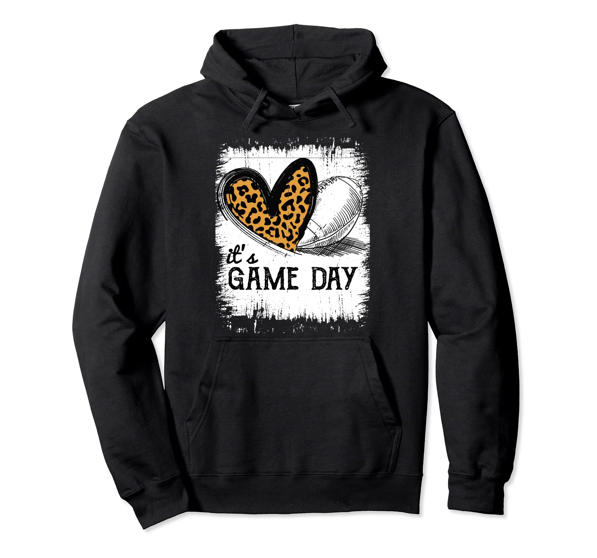 Its Game Day Leopard Heart Football Hoodie - Streetwear Style Men Women - T-Shirt, Sweatshirt, Hoodie