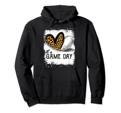 Its Game Day Leopard Heart Football Hoodie - Streetwear Style Men Women - T-Shirt, Sweatshirt, Hoodie
