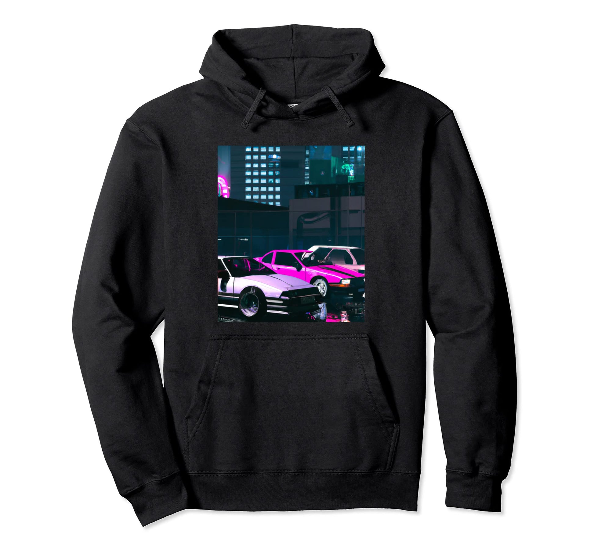 Vaporwave Car Synthwave City Vaporwave Hoodie - Minimalist Print Unisex - T-Shirt, Sweatshirt, Hoodie