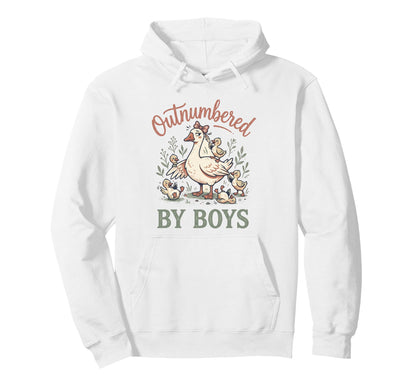 Mothers Day Outnumbered Funny Goose Mom Hoodie - Graphic Print Men Women - T-Shirt, Sweatshirt, Hoodie