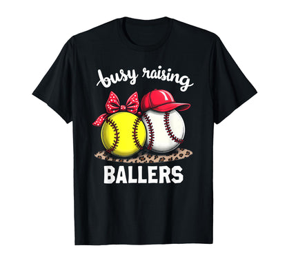 Caring Busy Raising Ballers Ballplayer T-Shirt - Trendy Graphic for Adults - T-Shirt, Sweatshirt, Hoodie