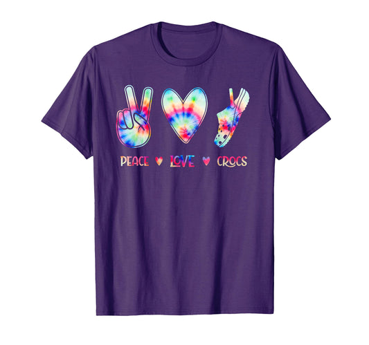 Peace Love Crocs Funny Gift Family Pyjama T-Shirt - Graphic Print Unisex - T-Shirt, Sweatshirt, Hoodie